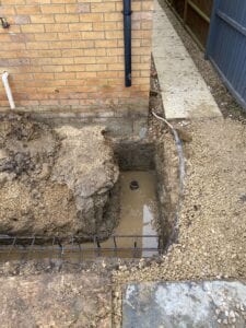 Steel supports in the ground for piling