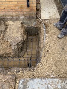 Steel supports in the ground for piling