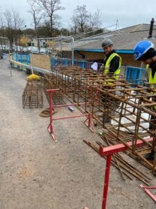 Construction of steel supports for piling