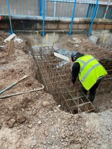 Steel supports being put into the ground