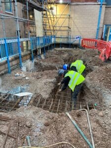 Steel supports being put into the ground