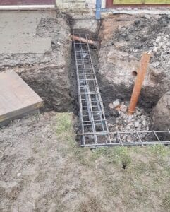 Steel supports in the ground