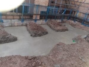 Cement setting in the ground