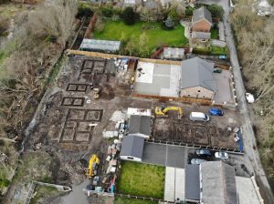 Birdseye view of piling project