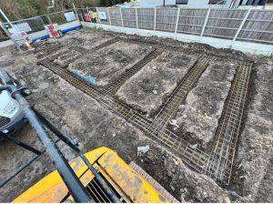 Steel foundations in the ground for mini piling