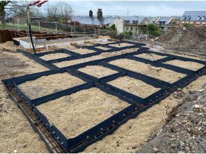 Steel supports for mini piling in the ground