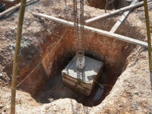 Friction Pile under ground for a new building on construction site.